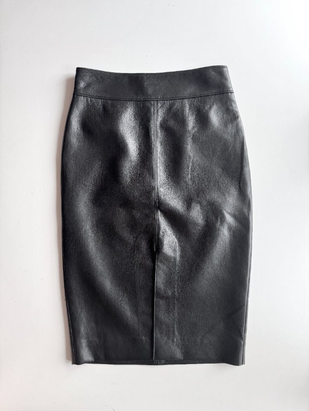 NWOT Aritzia BABATON Pegu Black Vegan Leather Pencil Midi Skirt, Size 2